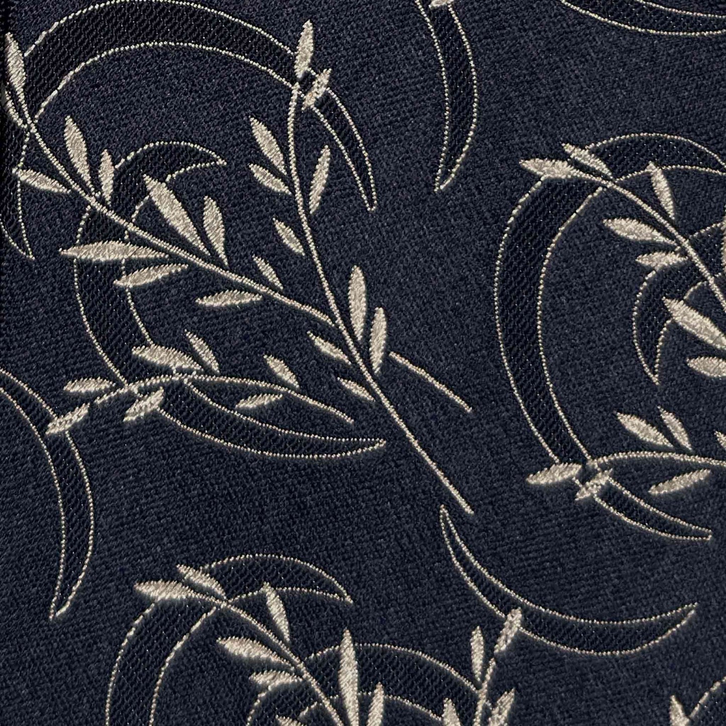 Liberty olive branch pattern on steel blue silk tie