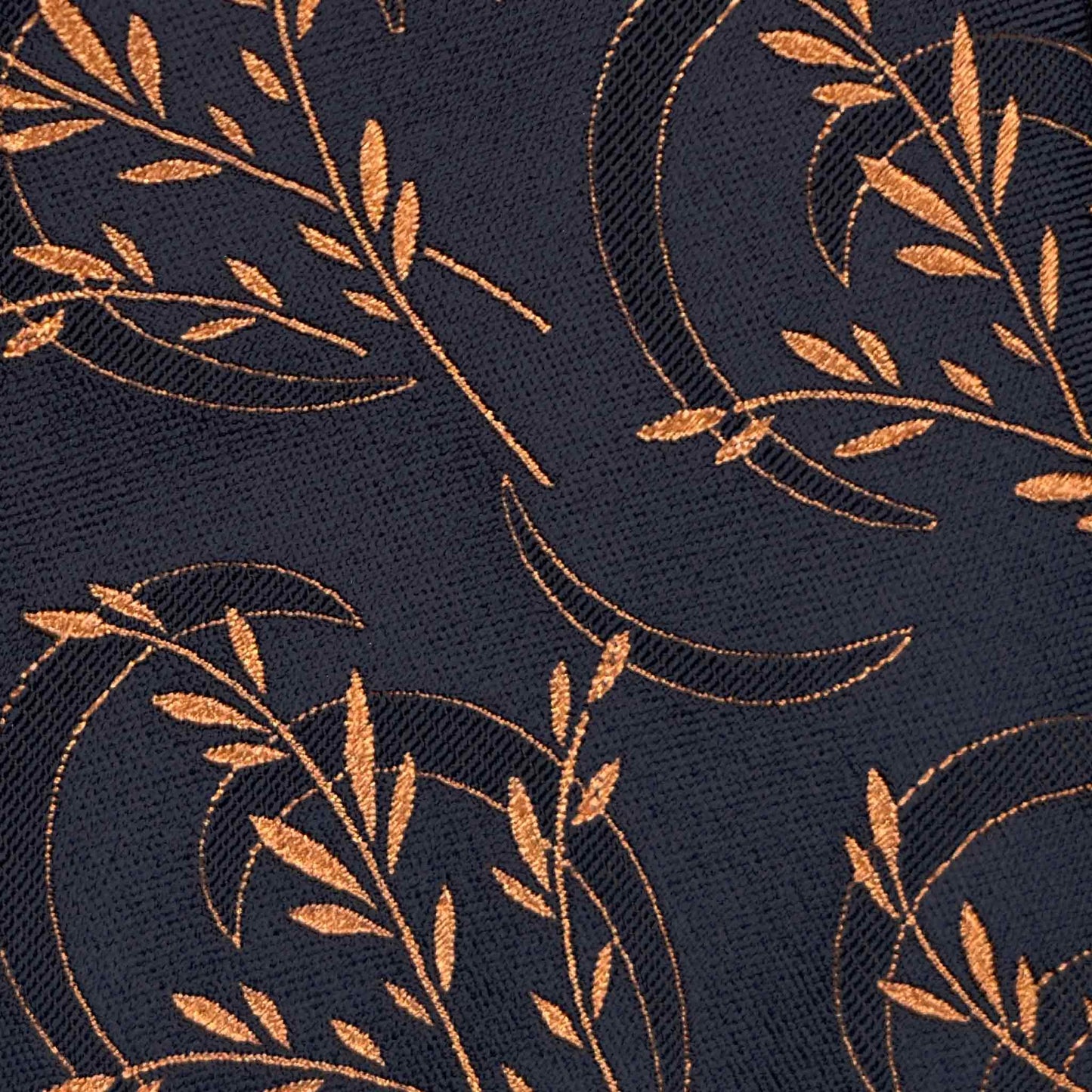 Liberty botanical olive pattern silk tie in navy blue and yellow gold detail