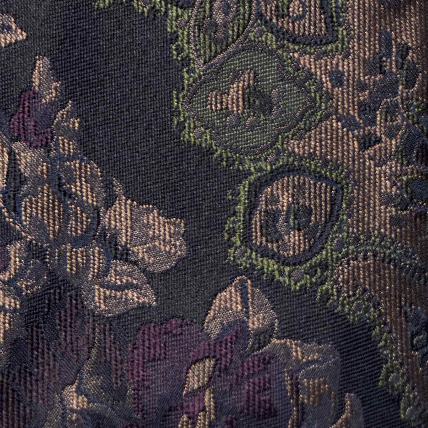 Liberty paisley floral silk tie in dark navy blue with violet and lime green details