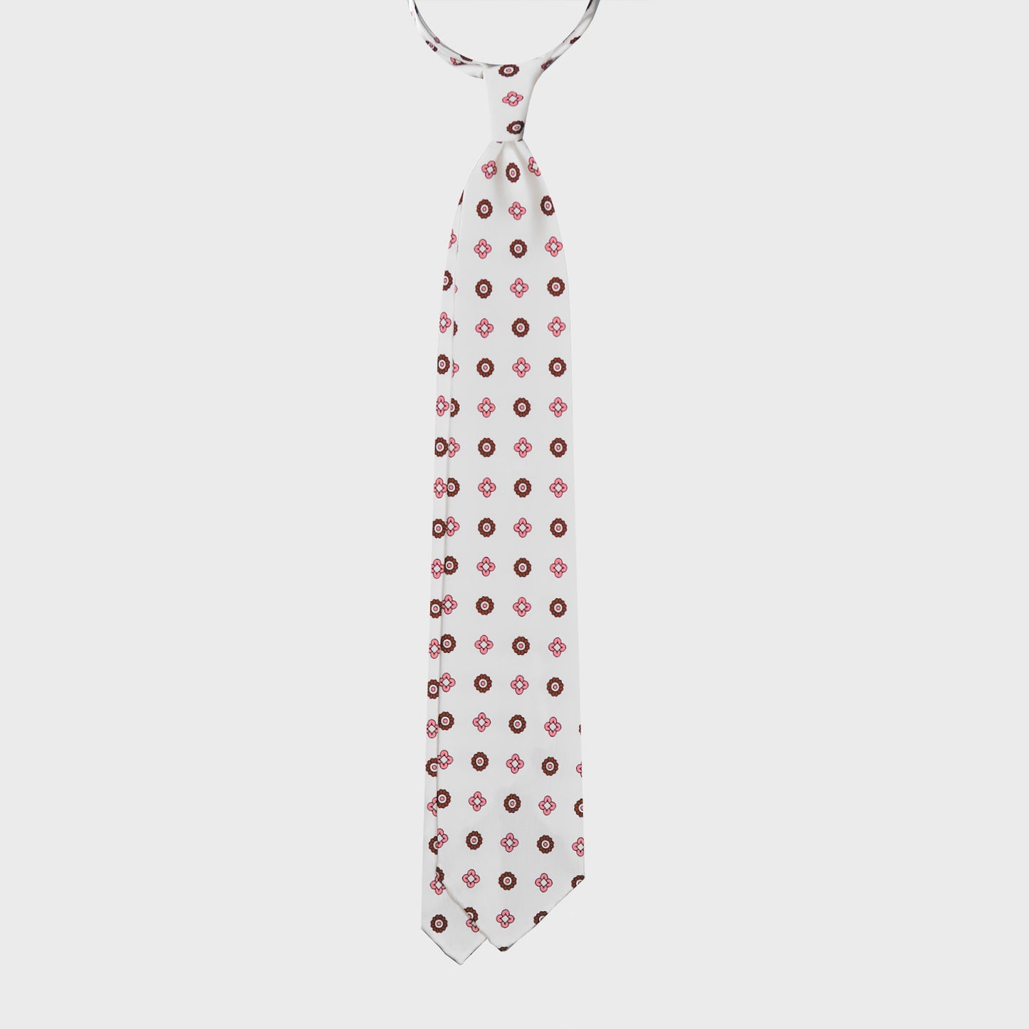 White Silk Tie Classic Diamonds Pattern