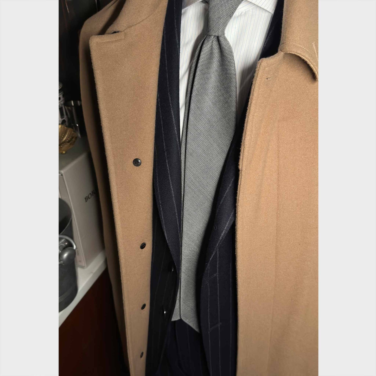 Wools Boutique Uomo Geneva Wool Tie Canvas Pattern Silver Grey