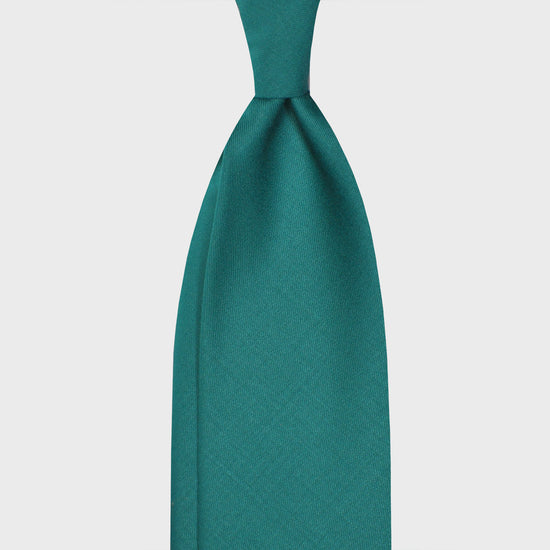 Emerald Green Plain Tie Holland&Sherry Wool. Plain wool tie made with the Hollande & Sherry worsted wool, unlined 3 folds, soft and silky to the touch, handmade tie F.Marino Napoli for Wools Boutique Uomo