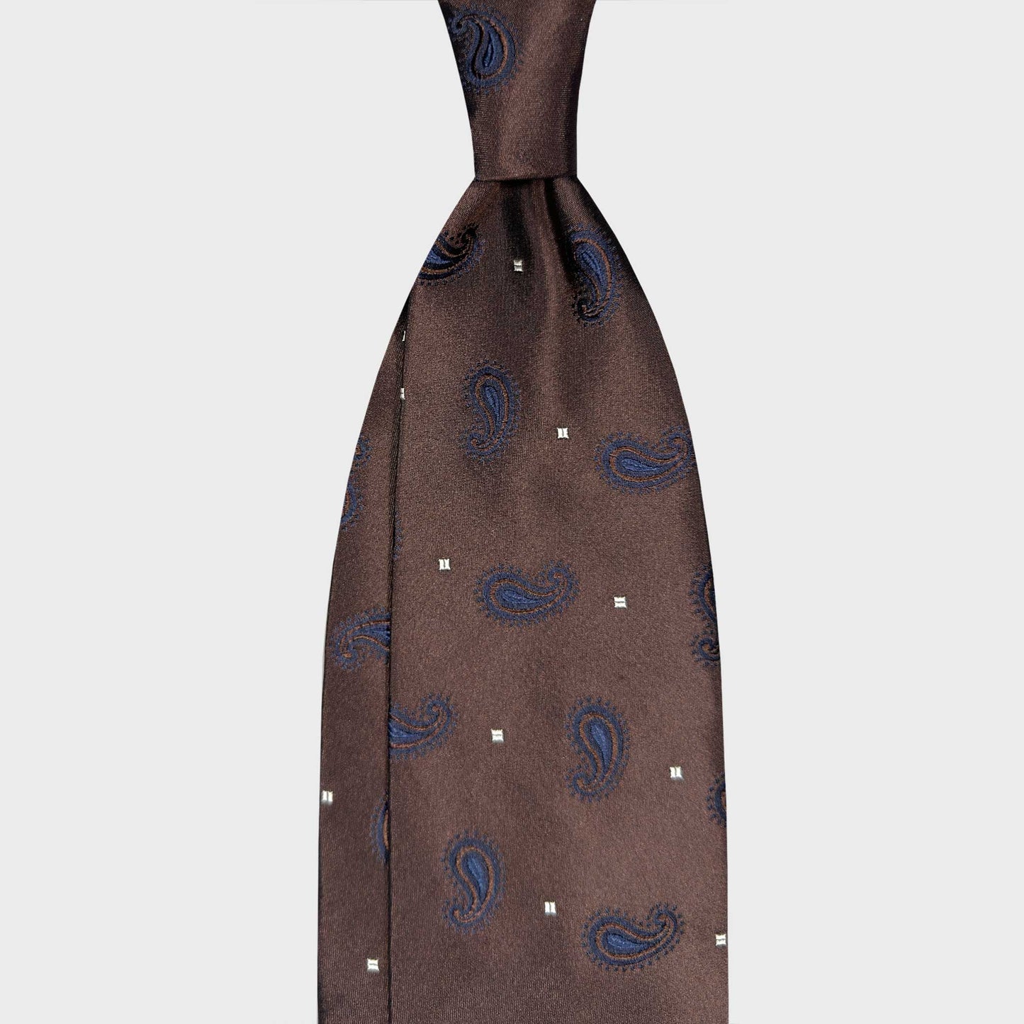 coffee brown satin silk tie paisley pattern Wools Boutique Uomo Geneva