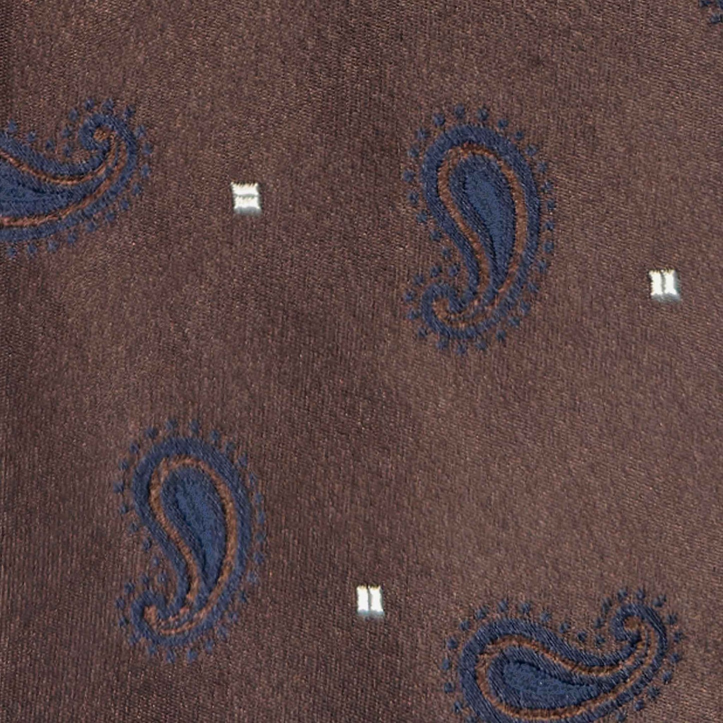 brown silk tie paisley navy detail texture