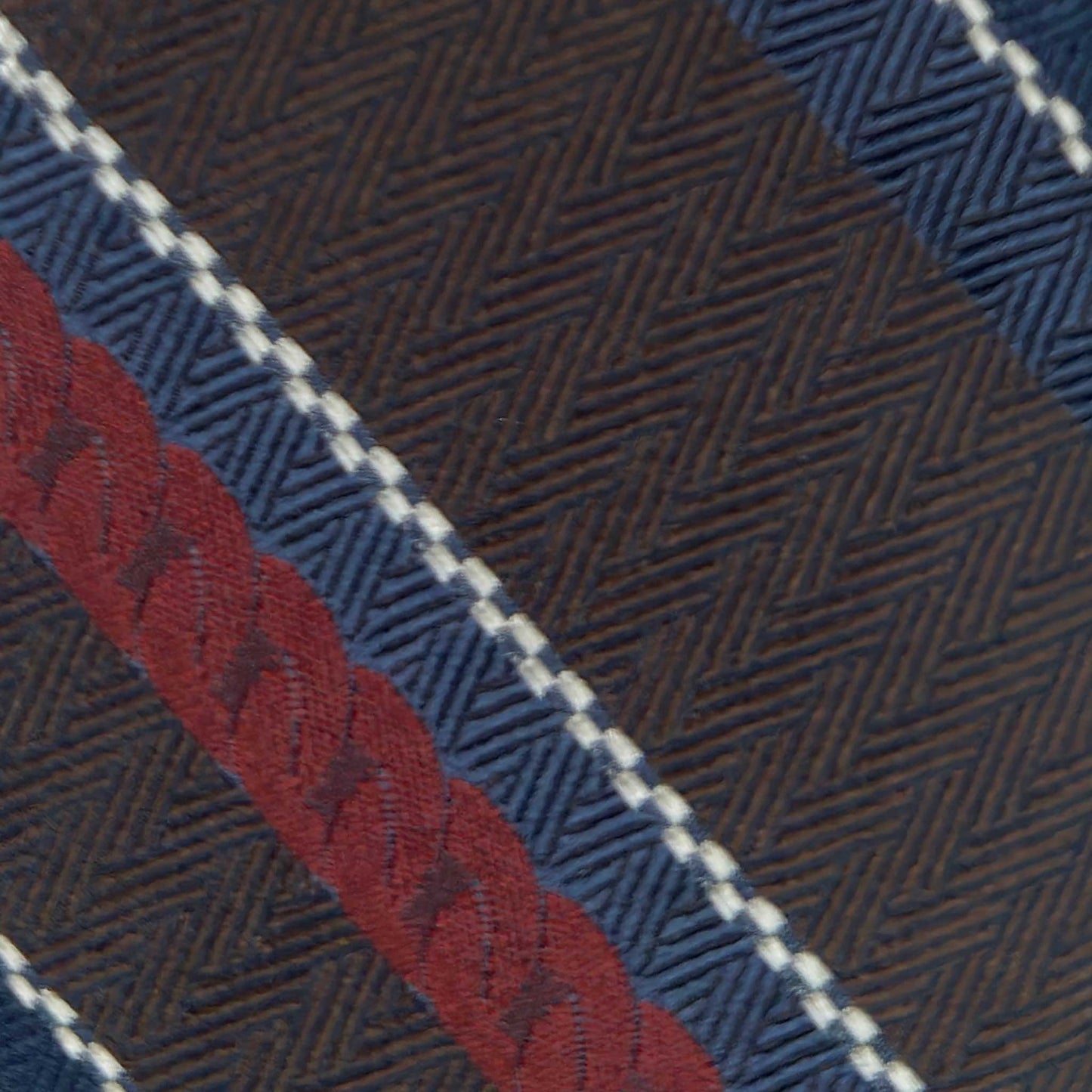 Details Regimental Herringbone Jacquard Silk Tie Embroidered Stripe
