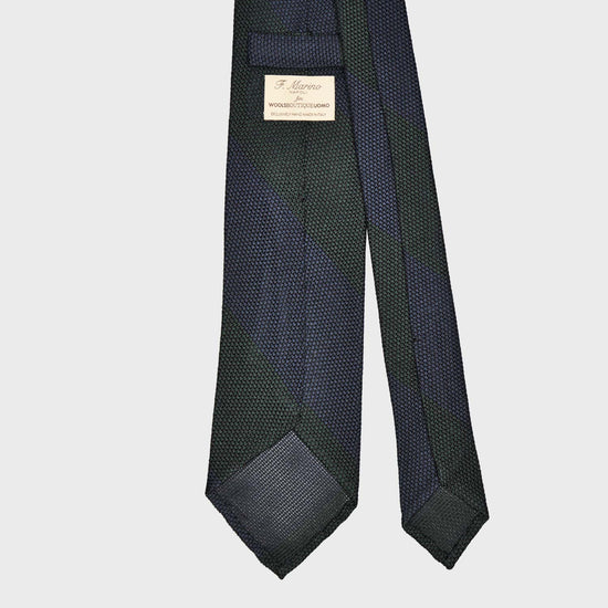 Green Regimental Grenadine Silk Tie Wide Striped
