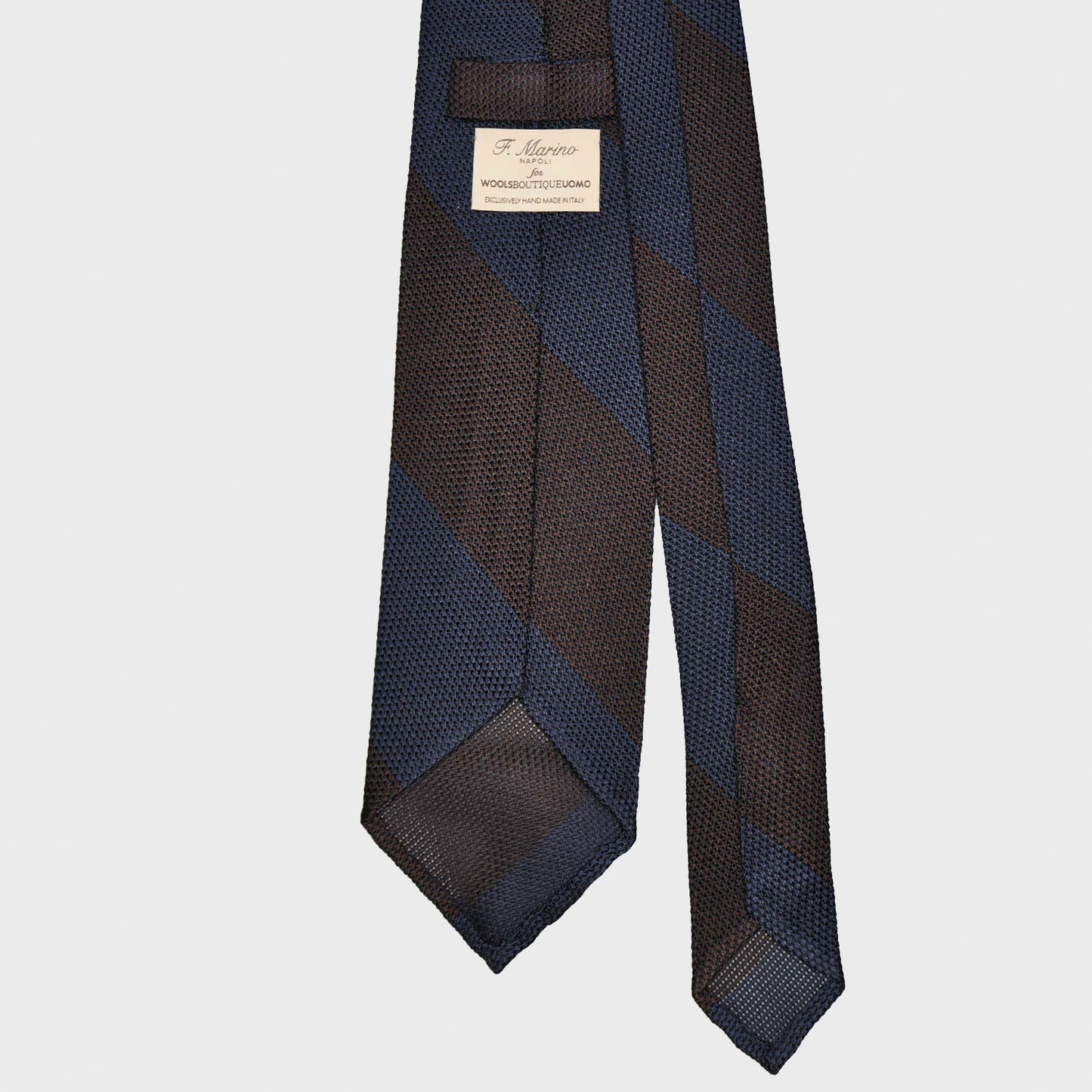 Brown Regimental Grenadine Silk Tie Wide Striped.