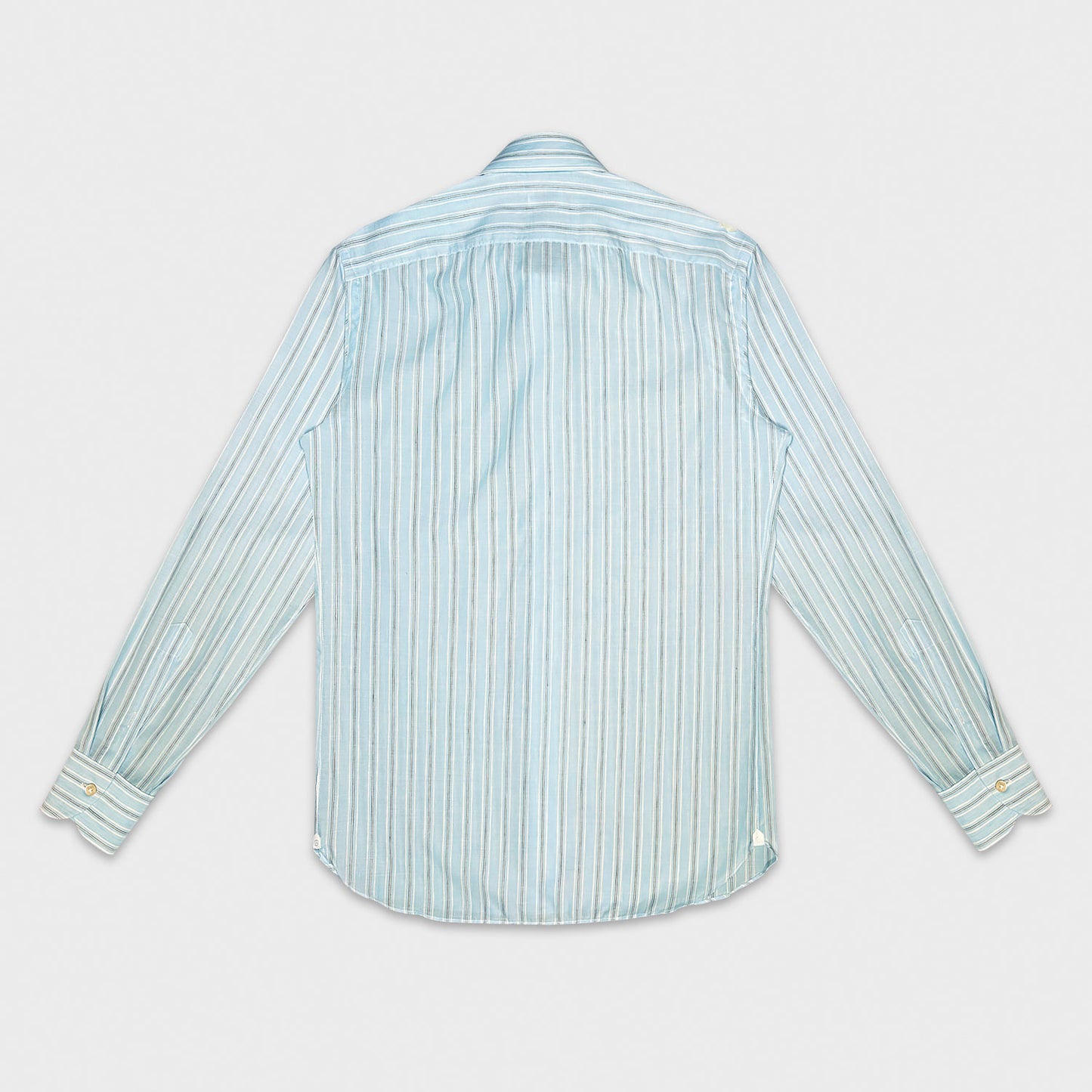 Neutral color edgewater striped shirt men, handmade Borriello Napoli shirt exclusive for Wools Boutique Uomo, light muslin cotton, easy to match with many classic ties and jackets, a refined alternative to the white shirt.