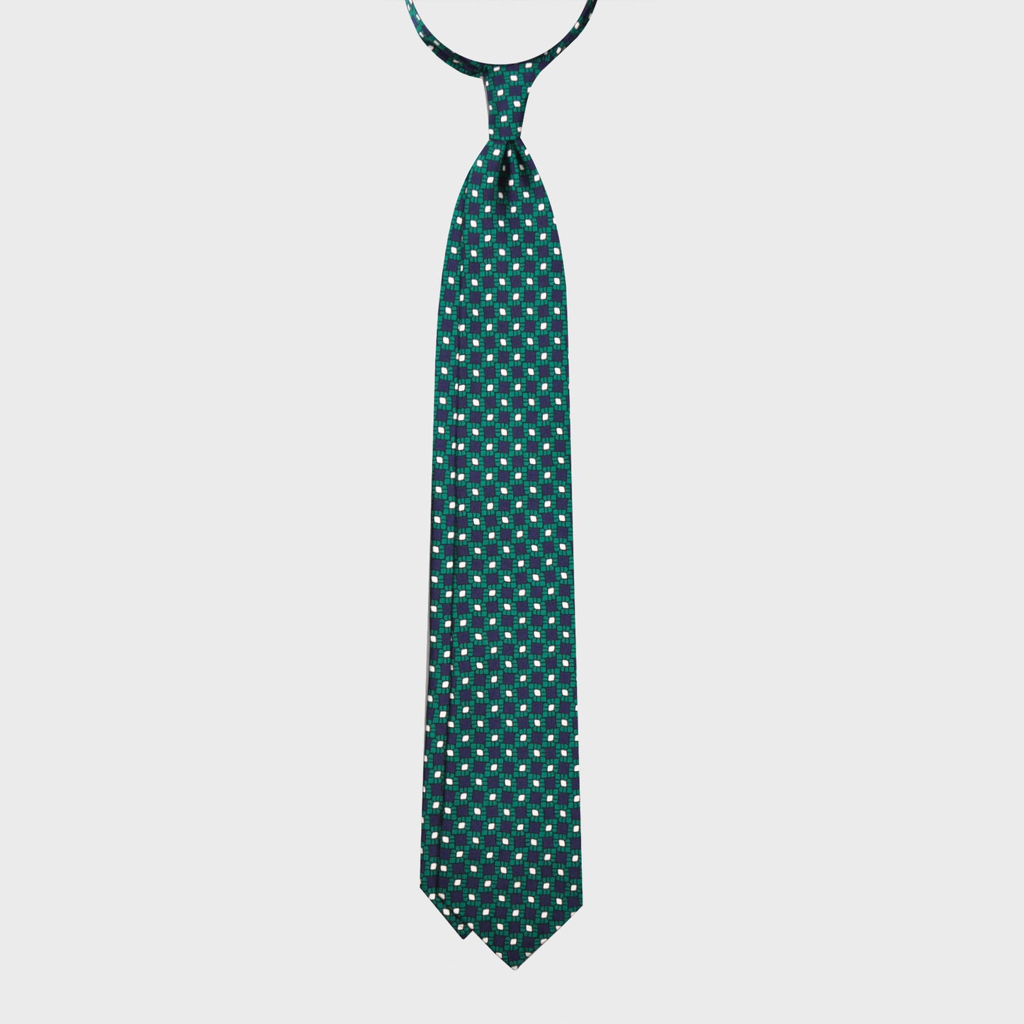 F.Marino Silk Tie 3 Folds Vintage Diamonds Emerald Green-Wools Boutique Uomo