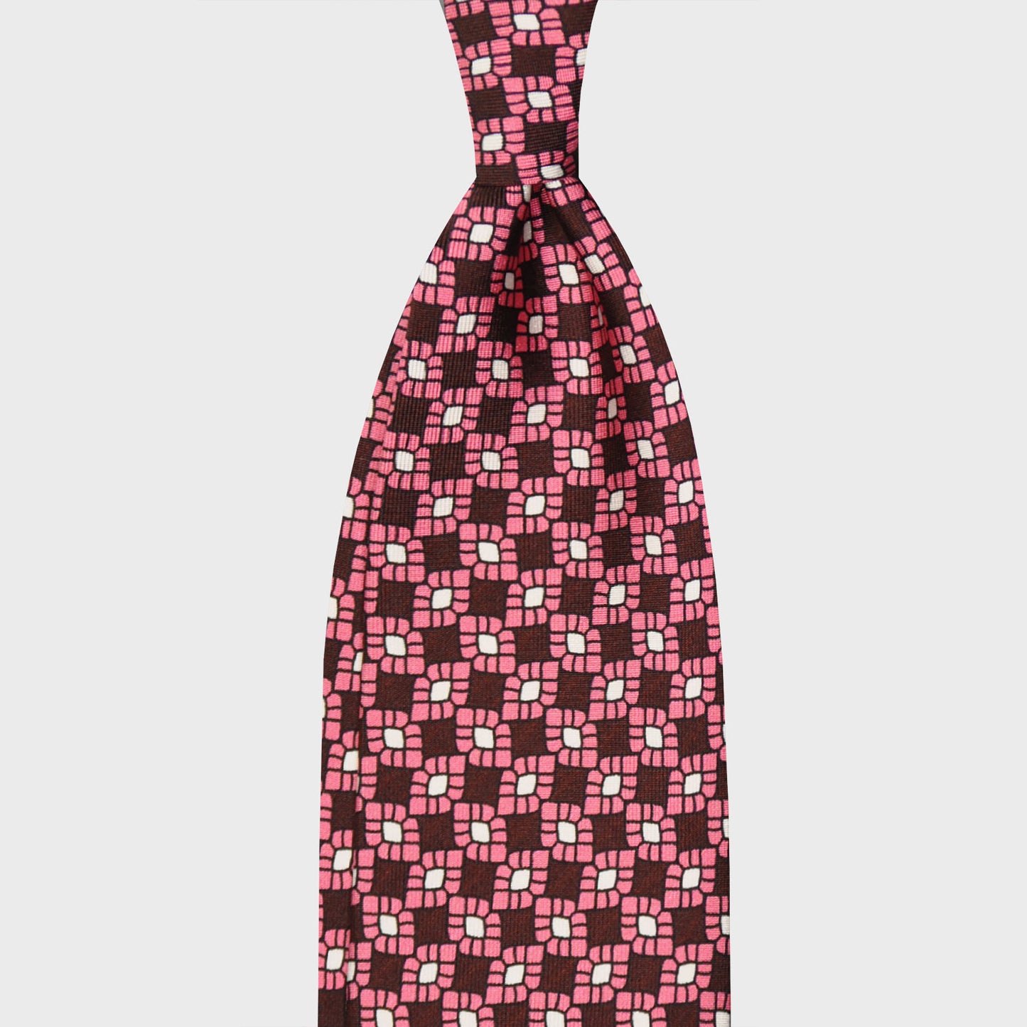 F.Marino Silk Tie 3 Folds Vintage Diamonds Pink-Wools Boutique Uomo