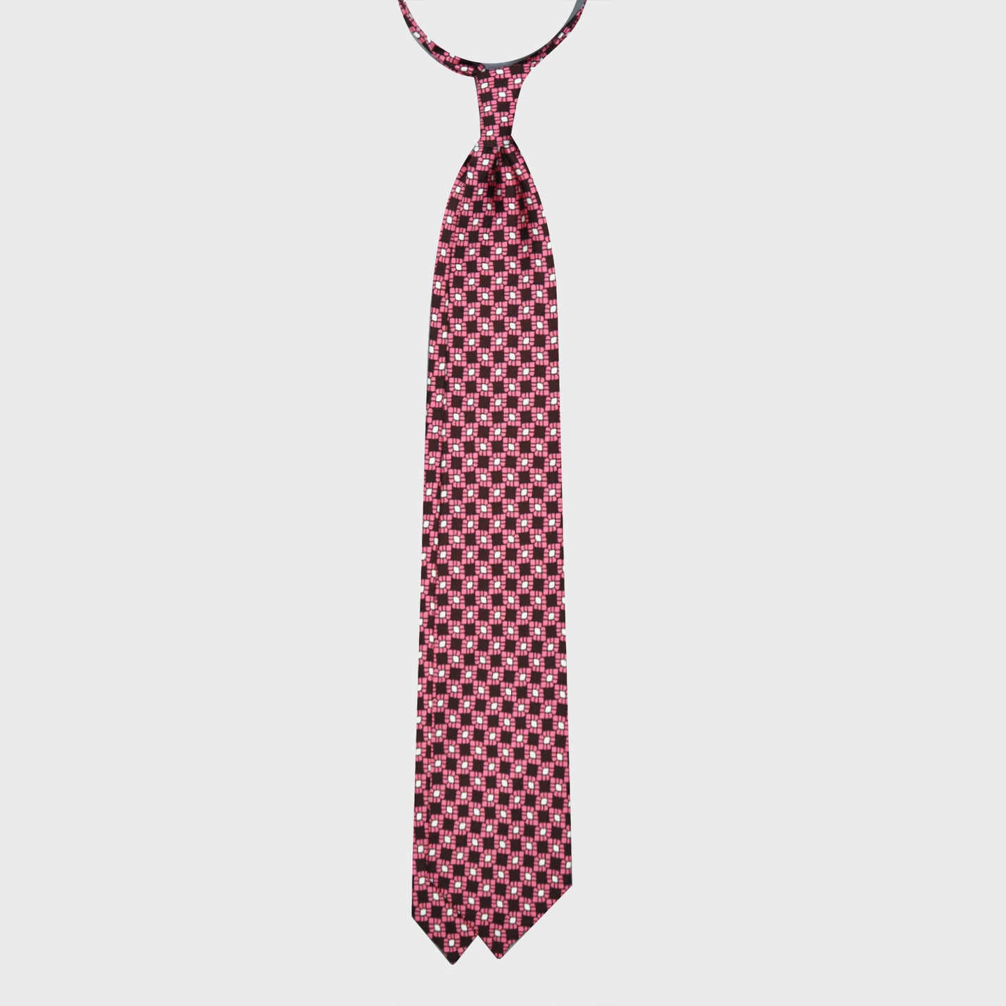 F.Marino Silk Tie 3 Folds Vintage Diamonds Pink-Wools Boutique Uomo