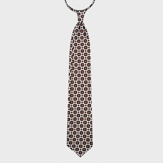 Load image into Gallery viewer, F.Marino Silk Tie 3 Folds Medallions White-Wools Boutique Uomo
