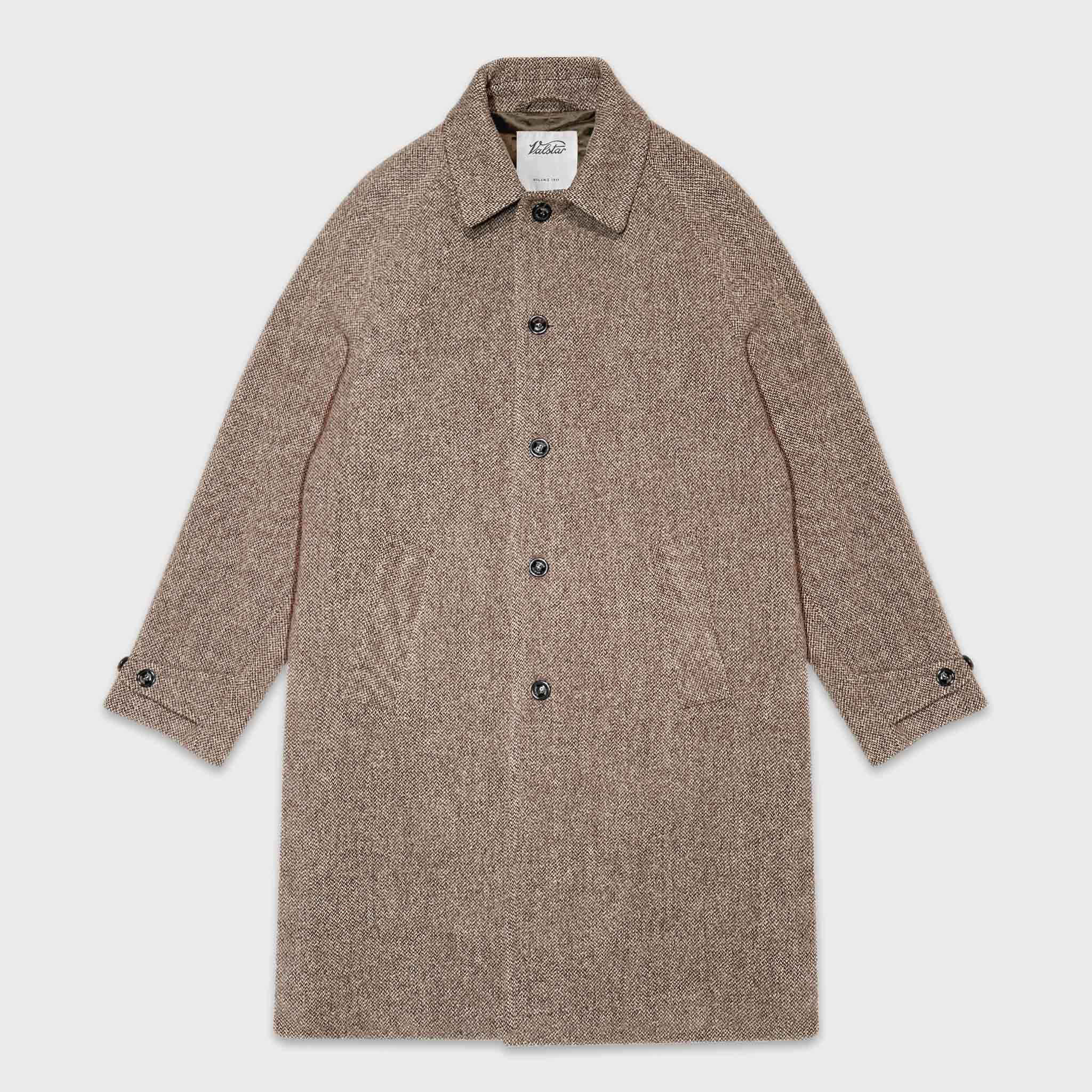 Valstar Overcoat Broken Twill Virgin Wool Tobacco Brown – Wools