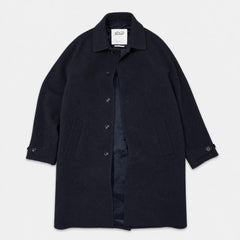 Valstar Vittorio Overcoat Broken Twill Virgin Wool Navy Blue