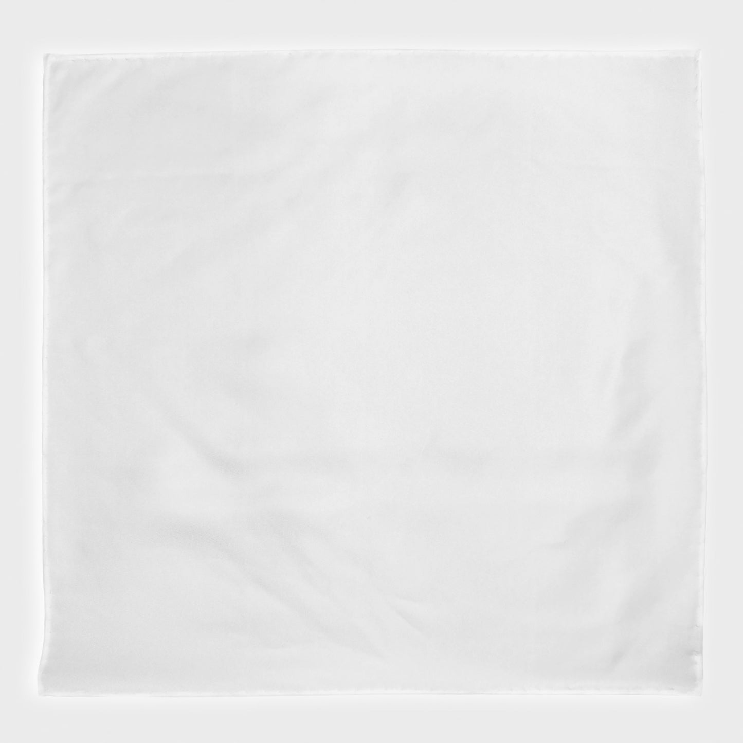 white pocket square made with soft silk and with rolled edge, ivory white color, size 42cm x 42cm, hand rolled edge