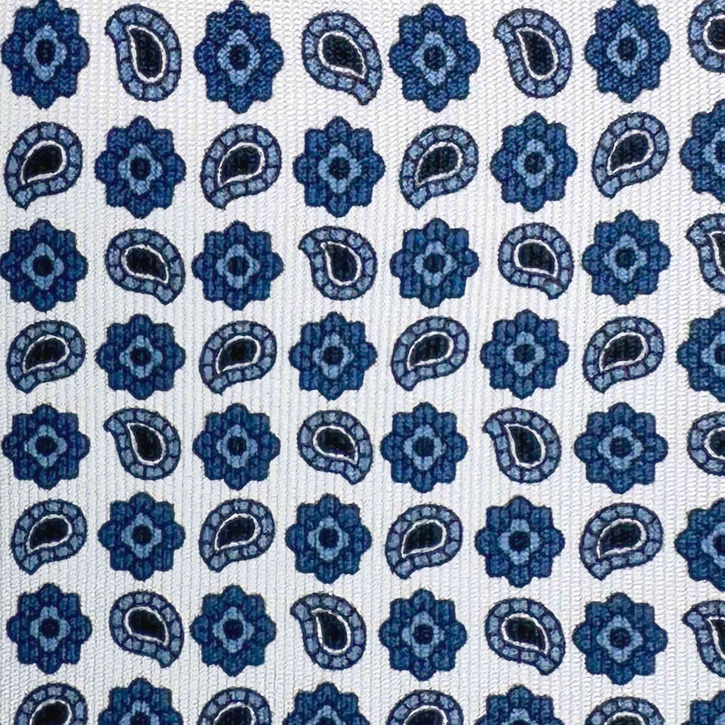 Details of White Silk Tie Micro Paisley Diamonds Classic Elegant Pattern