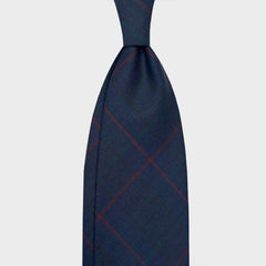 F.Marino Cravate En Laine 3 Plis Motif Toile Bleu