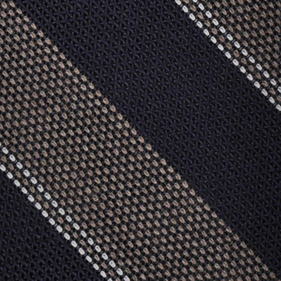 Silk Wool Regimental Tie Navy Grey Striped