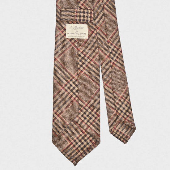 Camel Glen Check Wool Tie Unlined F.Marino Napoli