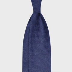 Cravate F.Marino Twill Laine Mérinos 3 Plis Bleu Cobalt