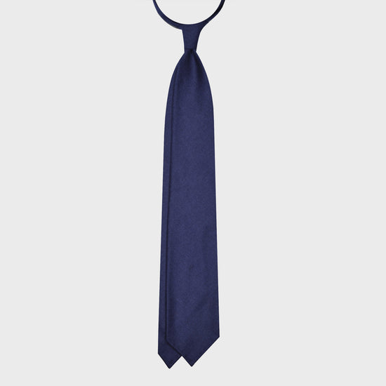 Cobalt Blue Twill Merino Wool Tie Unlined 3 Folds