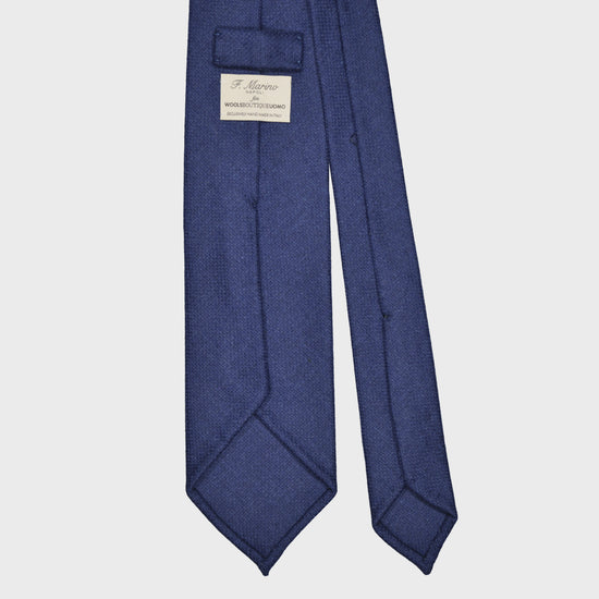 F.Marino Twill Merino Wool Tie 3 Folds Cobalt Blue