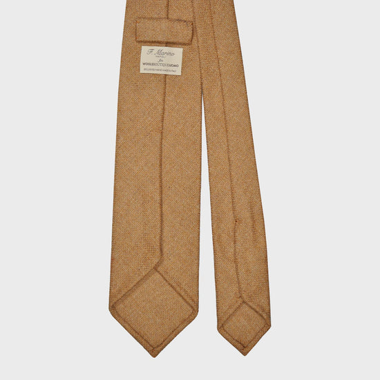 F.Marino Napoli Twill Wool Tie Unlined 3 Folds Camel Brown