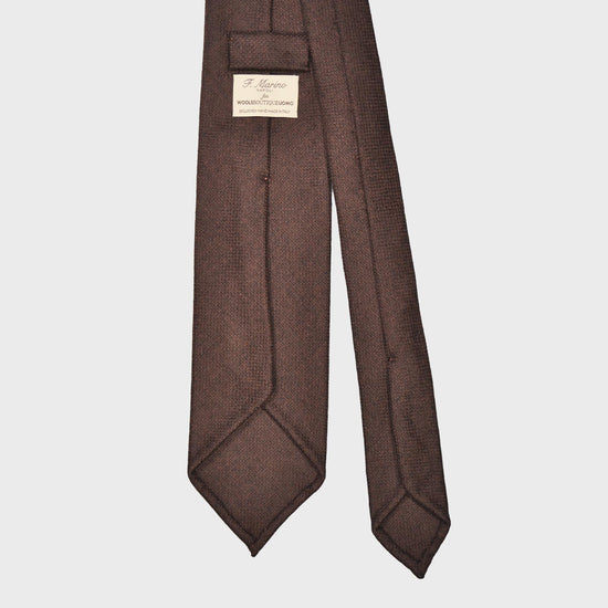 F.Marino Twill Wool Tie 3 Folds Coffee Brown