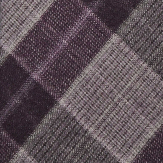 Purple Checks Light Gauze Wool Tie 3 Folds Unlined F.Marino