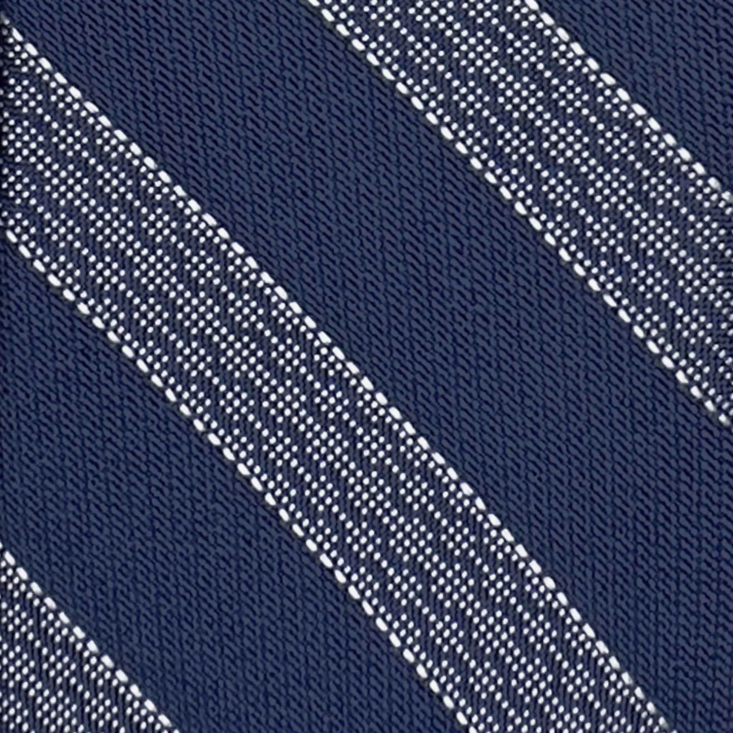 Detail of Regimental Panama Silk Tie Indigo Blue White