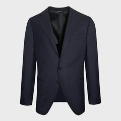 Scuderi Navy Blue Hopsack Wool Tailoring Jacket for Spring Summer