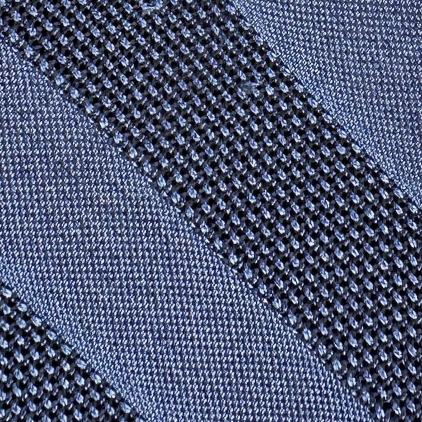 F.Marino grenadine silk regimental tie cerulean steel blue handmade in Naples.