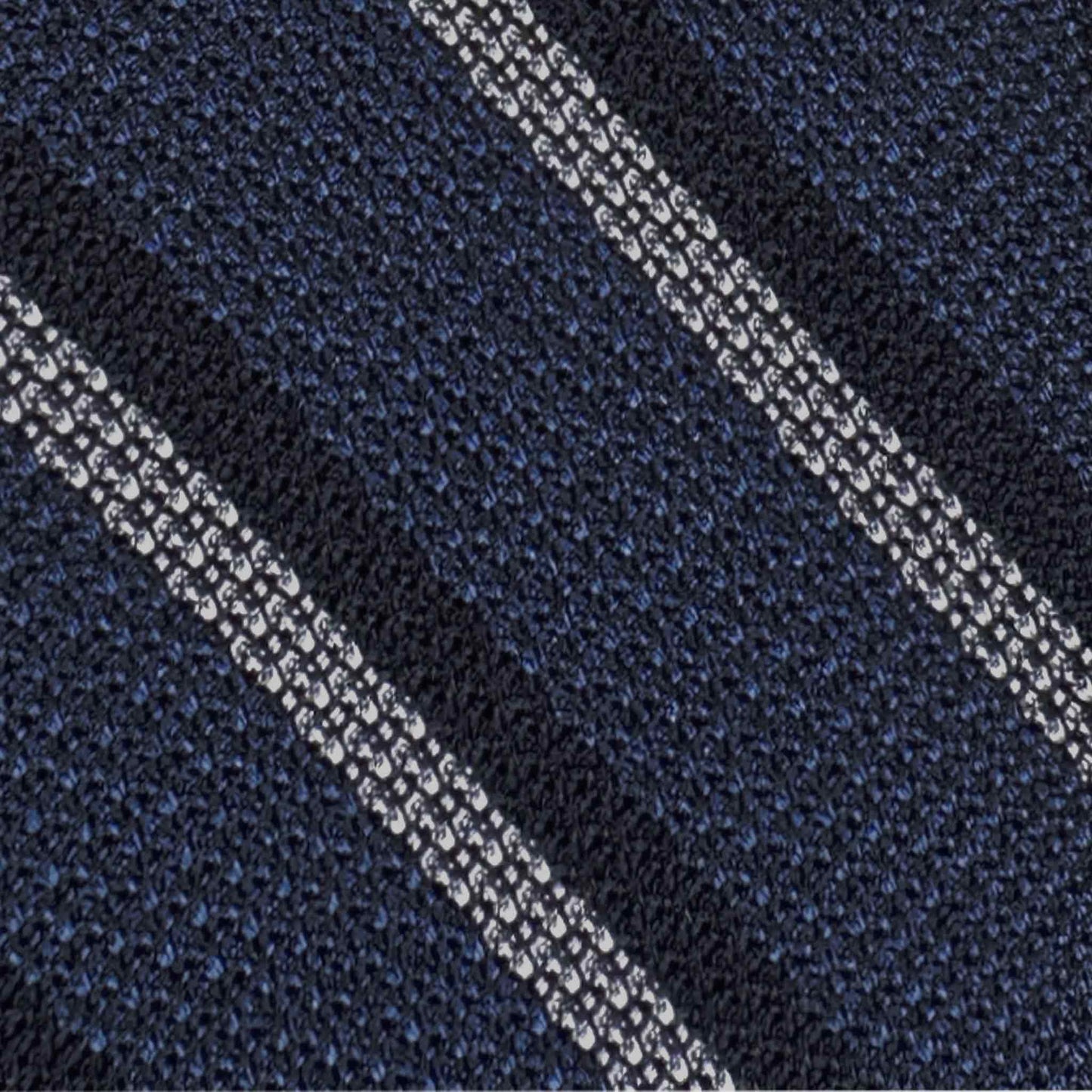 F.Marino grenadine silk tie textured weave denim blue navy silver stripe detail