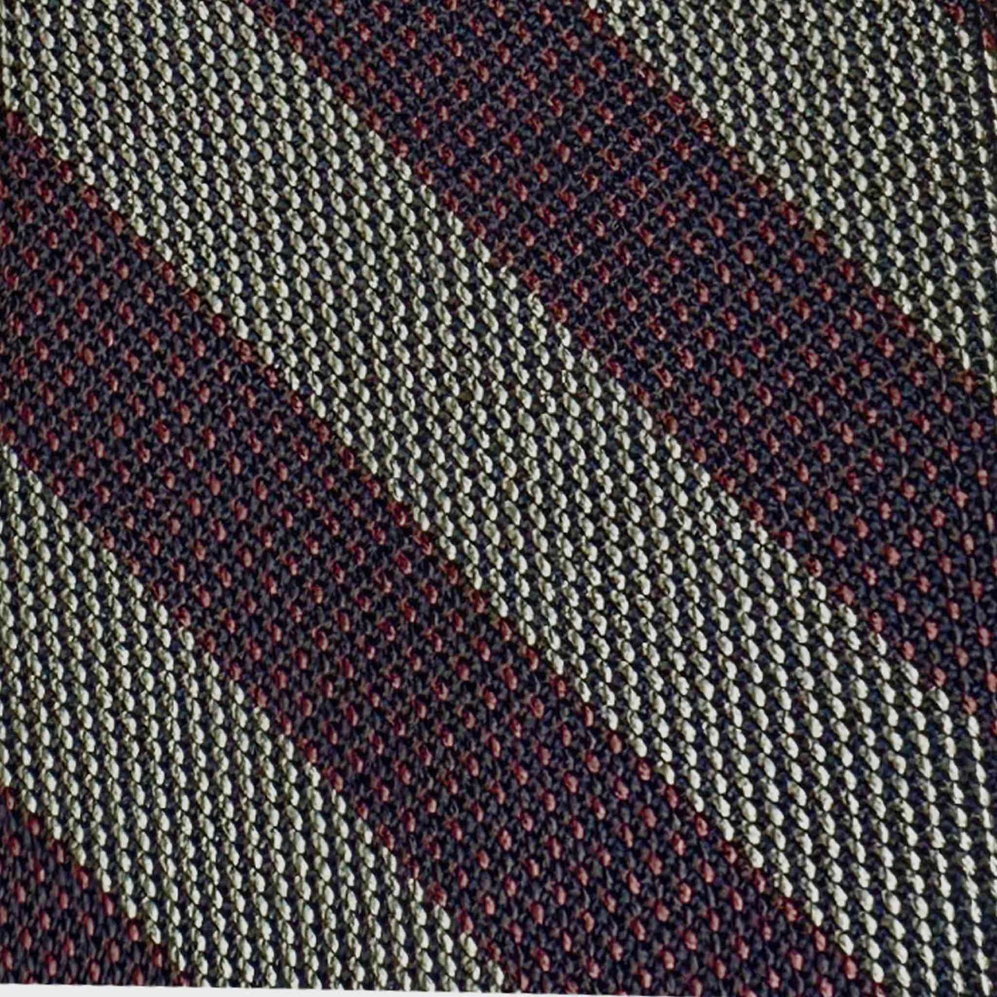 F.Marino grenadine silk textured weave tie sage green coffee brown stripe detail