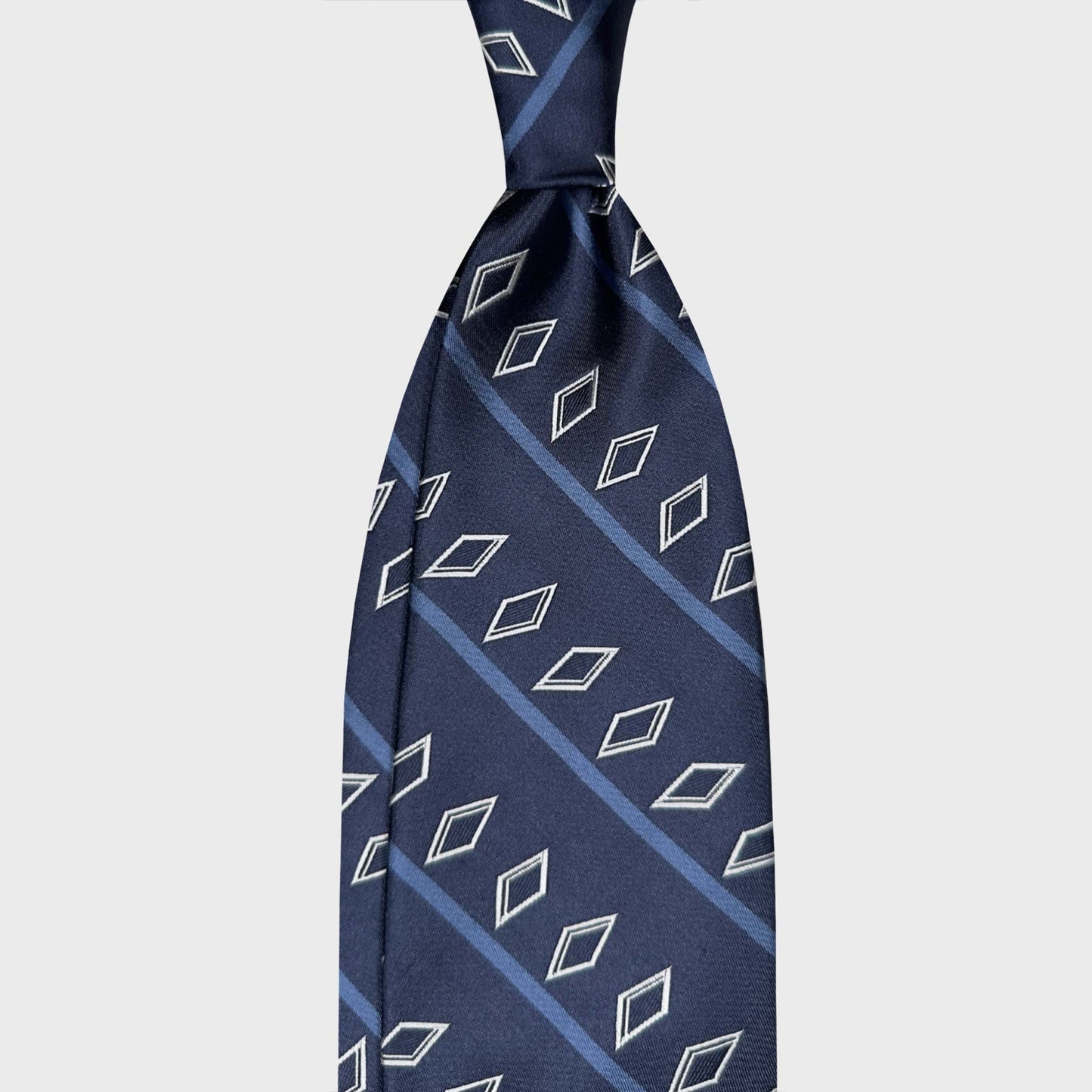 ocean blue regimental silk tie diamond pattern Wools Boutique Uomo Geneva