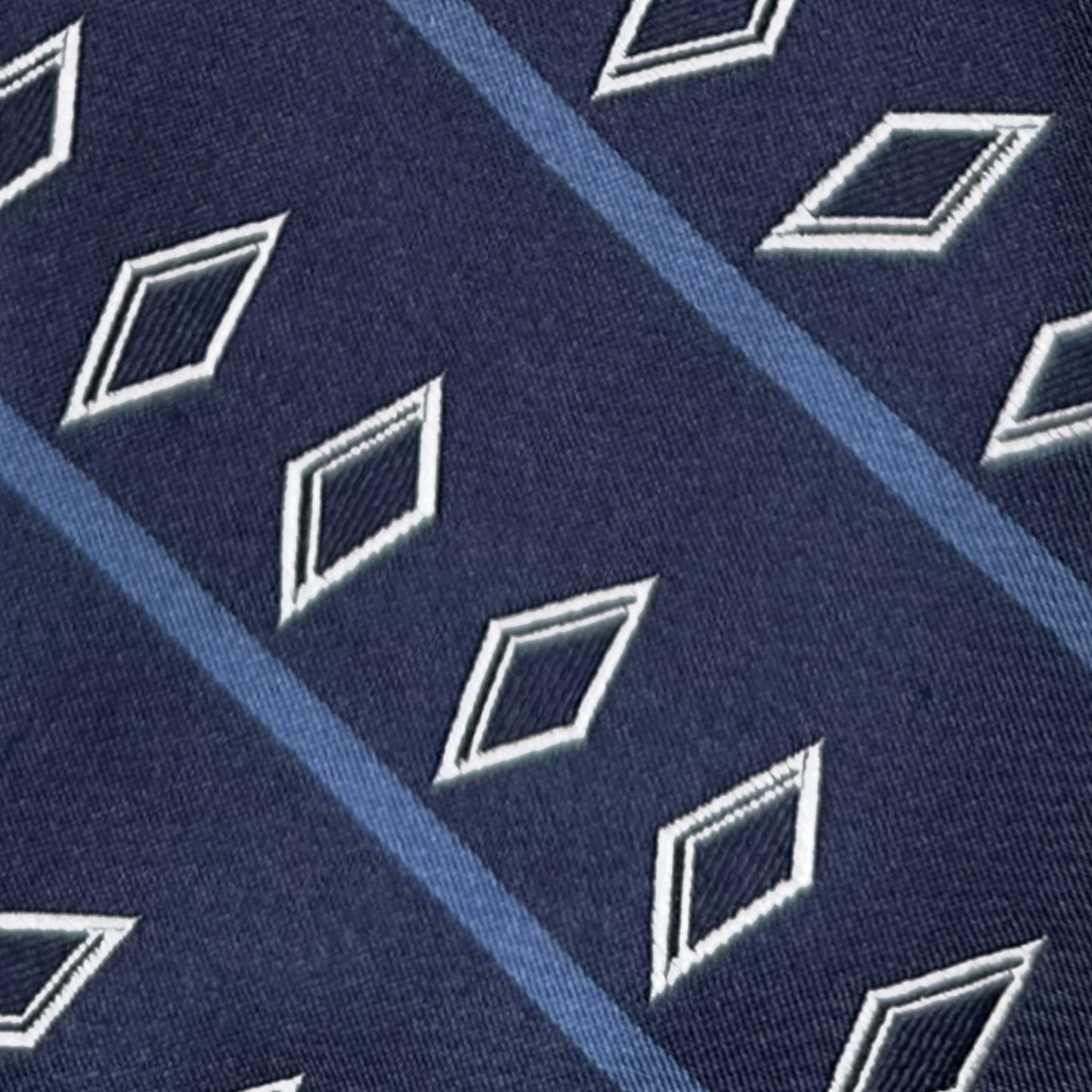 detail silk tie geometric diamond pattern blue luxury tie Geneva