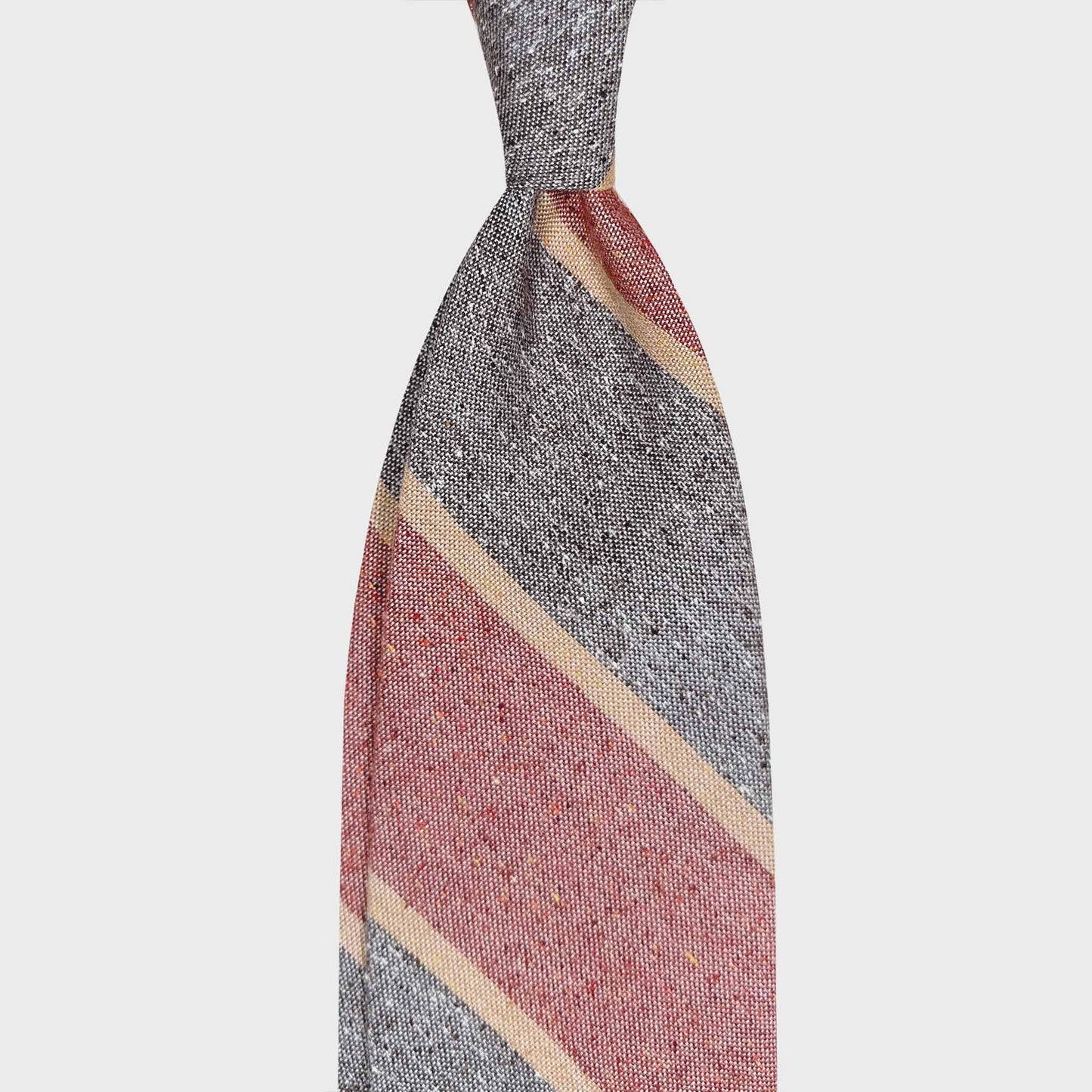 Donegal silk regimental tie lobster red grey ochre stripe Wools Boutique Uomo Geneva