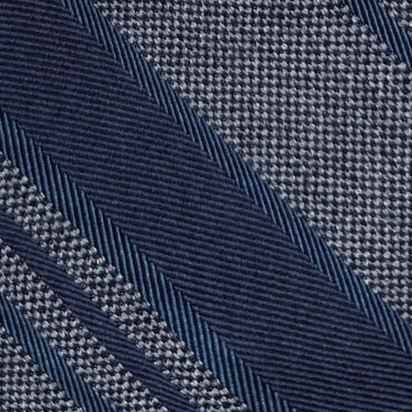 Detail grey silk tie texture navy petrol stripes luxury tie Geneva