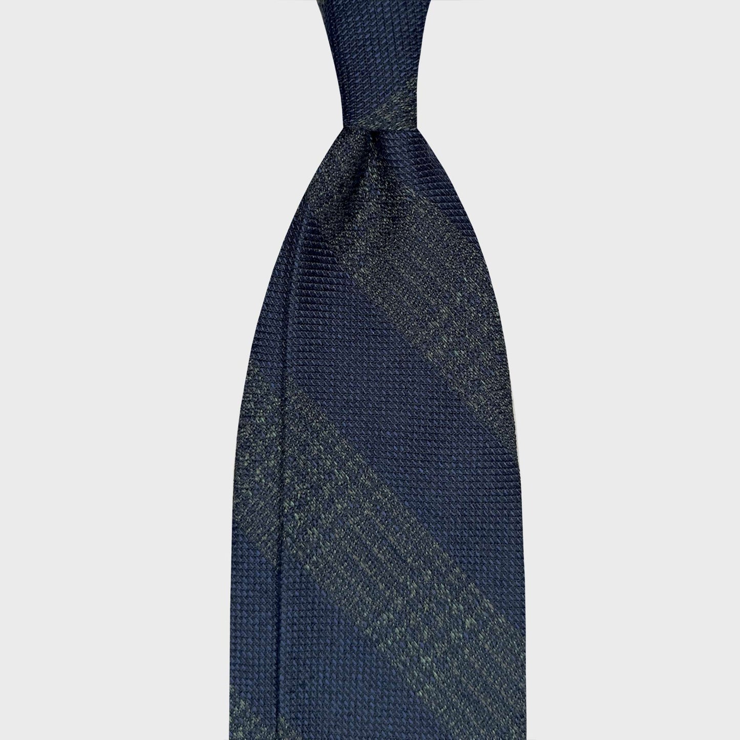 F Marino navy lime regimental silk tie Wools Boutique Uomo Geneva front view