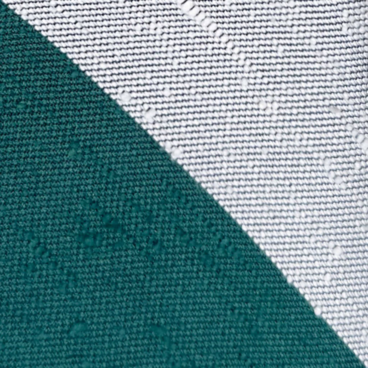 Detail of shantung silk tie emerald green ivory textured slub fabric