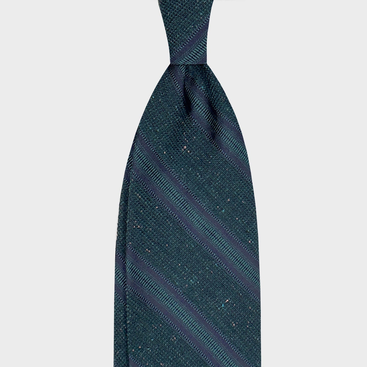 Wools Boutique Uomo regimental tie forest green navy donegal effect silk handmade Italy