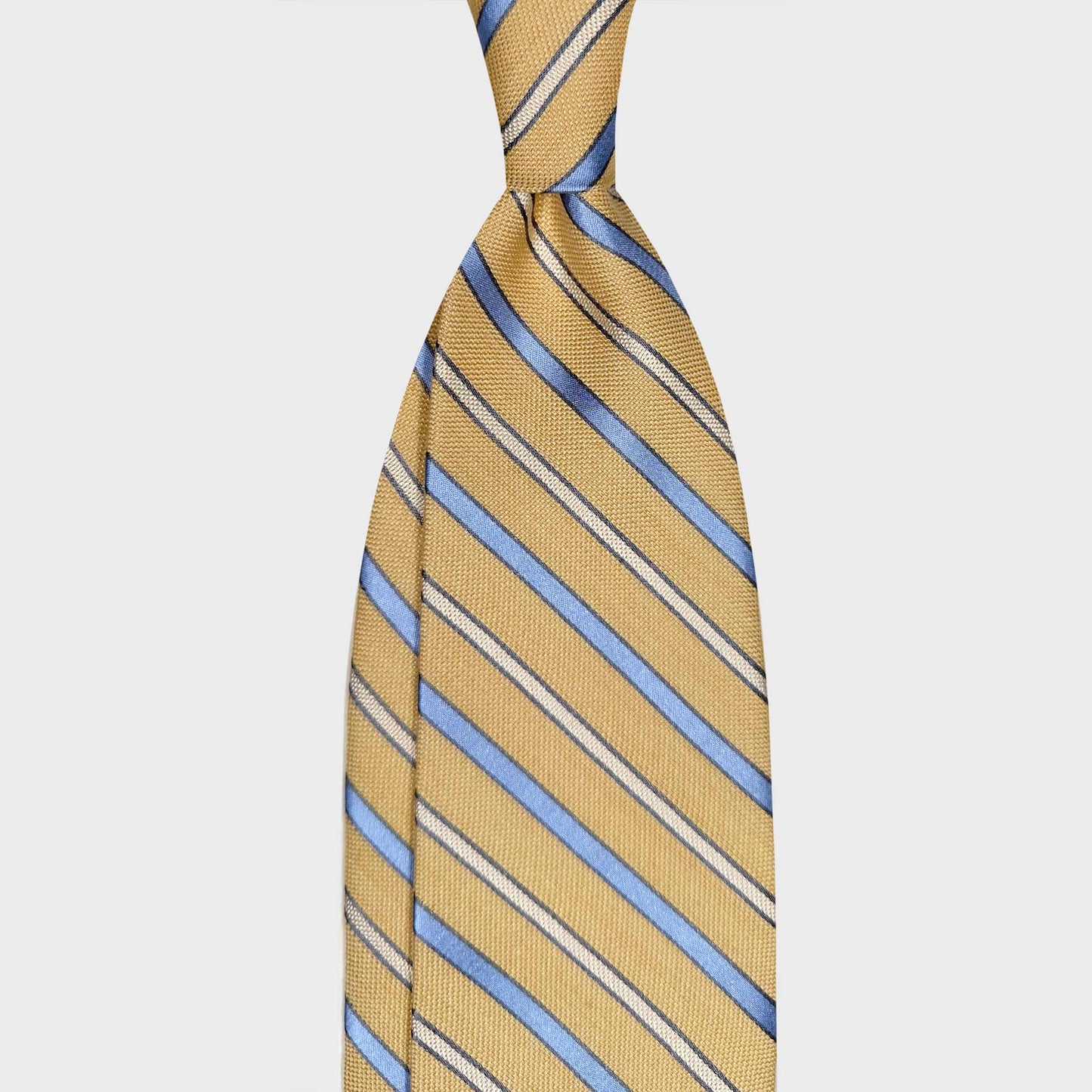 Wools Boutique Uomo yellow regimental tie panama silk handmade Italy Geneva