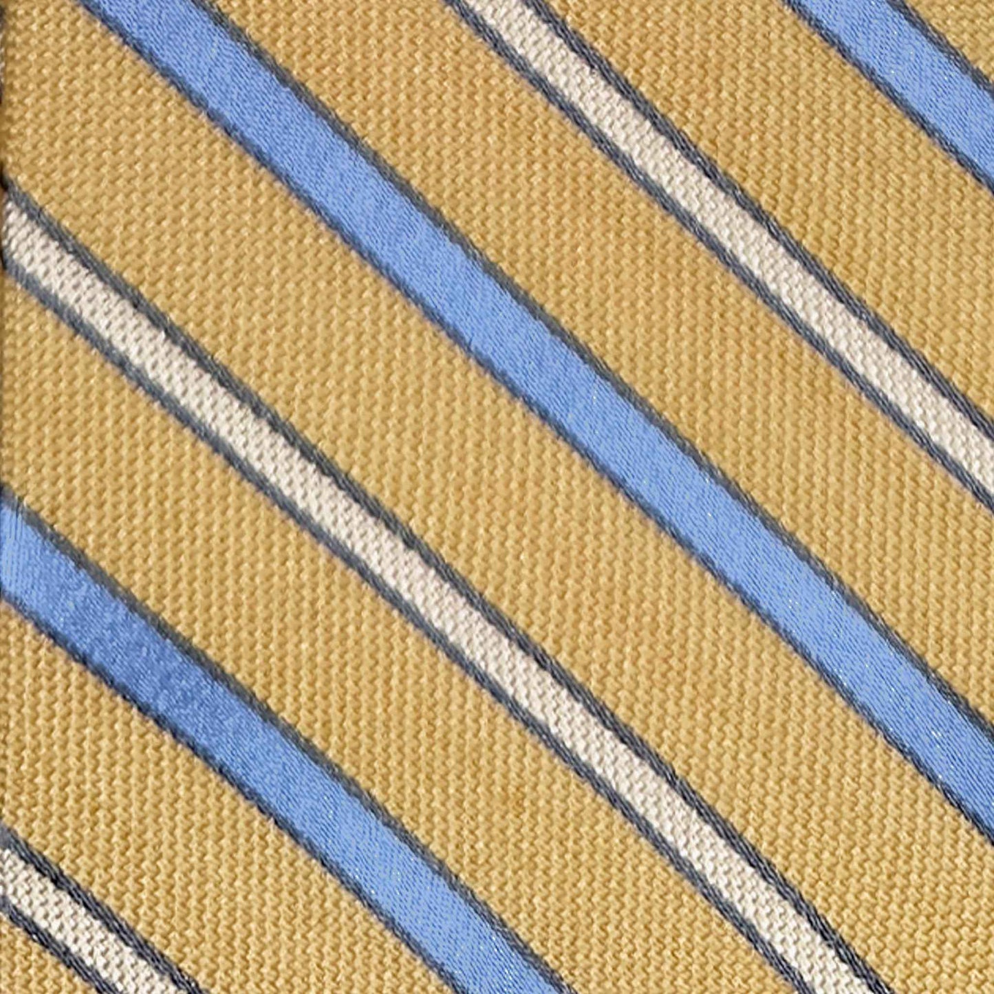 Wools Boutique Uomo tie detail yellow light blue white striped panama silk