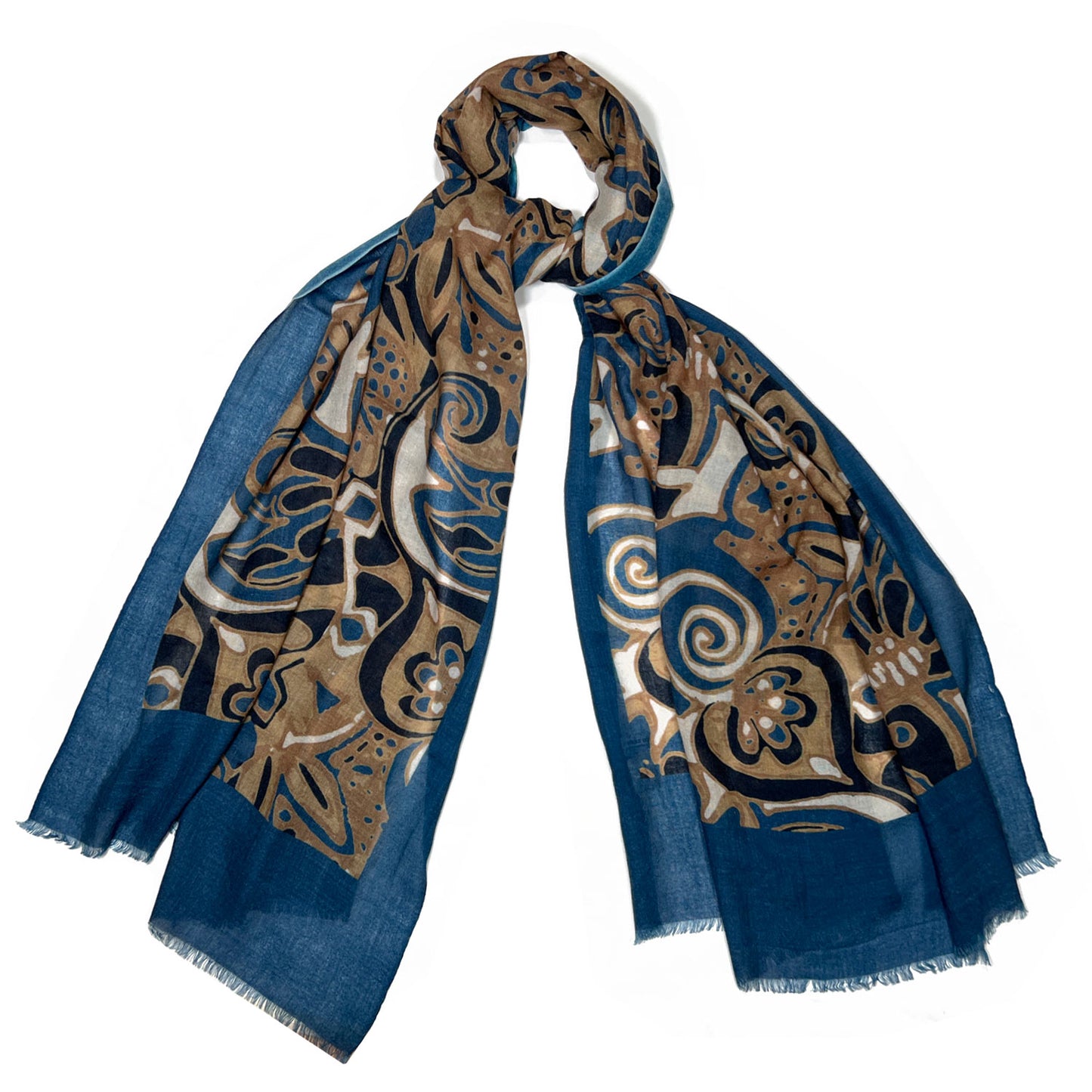 Petrol Green Ornamental Fantasy Cashmere Scarf 19andreas47-Wools Boutique Uomo