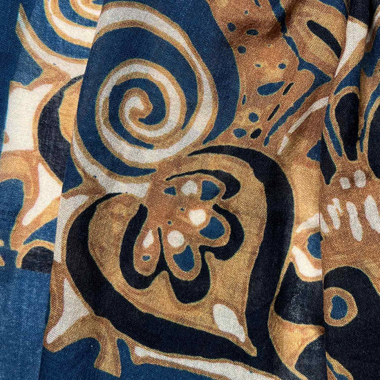 Petrol Green Ornamental Fantasy Cashmere Scarf 19andreas47-Wools Boutique Uomo