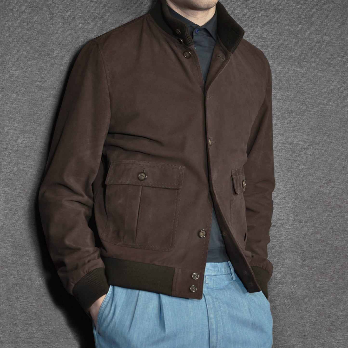 Veste de sport en cuir suédé Valstarino disponible dans Wools Boutique Uomo à Genève