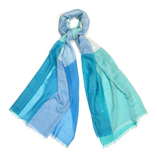 Load image into Gallery viewer, Turquoise Windowpane Cashmere Scarf 19andreas47-Wools Boutique Uomo

