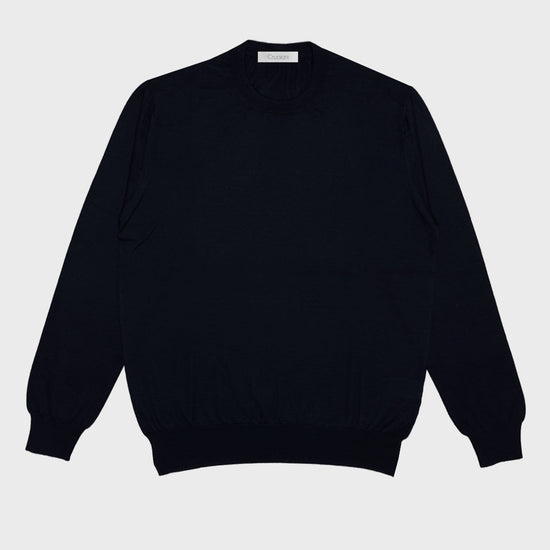 Cruciani Men's Crewneck Sweater Cashmere & Silk Night Blue-Wools Boutique Uomo