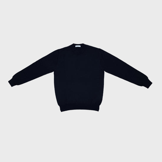 Cruciani Men's Crewneck Sweater Cashmere & Silk Night Blue-Wools Boutique Uomo