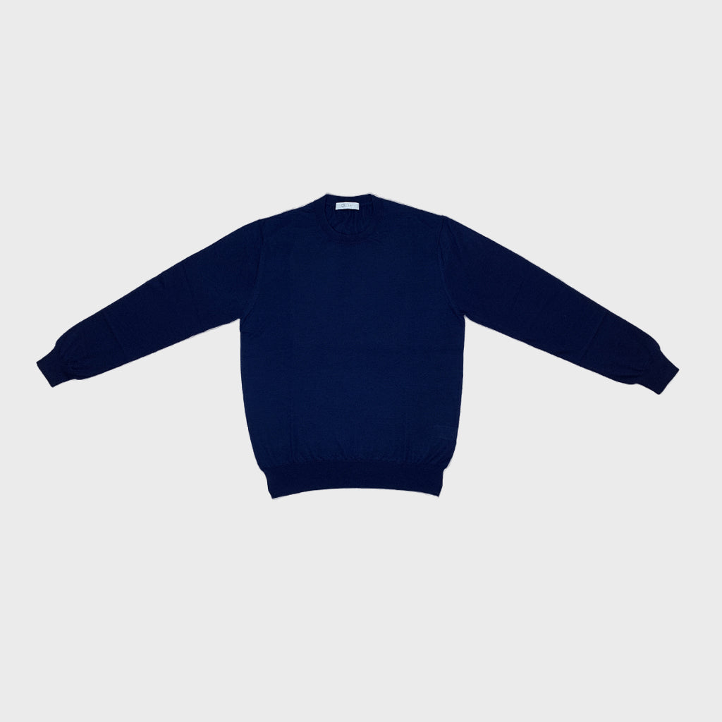 Load image into Gallery viewer, Cruciani Men&amp;#39;s Crewneck Sweater Cashmere &amp;amp; Silk Marino Blue-Wools Boutique Uomo
